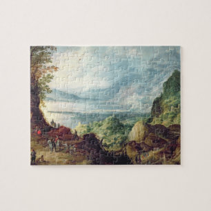 Puzzle Paisaje con el mar y las montañas (aceite en lona
