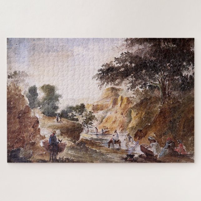 Puzzle Paisaje con Figuras junto a un Río 1853–1854 - C.P (Horizontal)