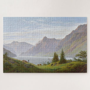 Puzzle Paisaje con Lago de montaña por Caspar David F.