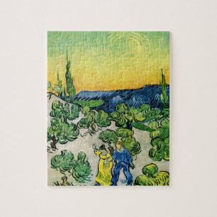 Puzzle Paisaje con pareja caminando de Vincent van Gogh