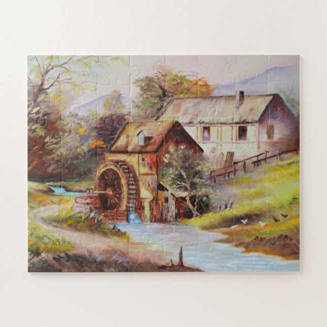 Puzzle Paisaje con rueda de agua (Horizontal)