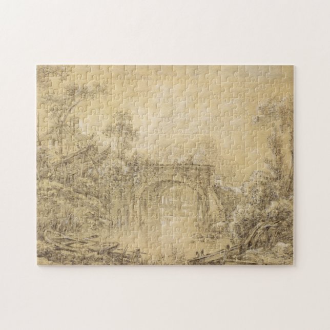 Puzzle Paisaje con un puente rústico (Horizontal)