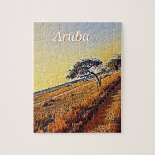 Puzzle Paisaje de Aruba con árboles Divi Divi