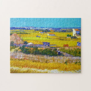 Puzzle Paisaje de cosecha con carro azul Vincent Van Gogh