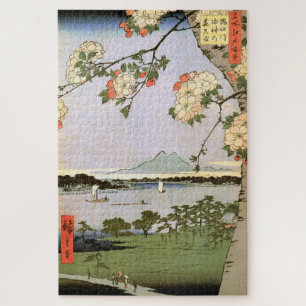 Puzzle Paisaje de flores de cerezo, Hiroshige, Ukiyoe