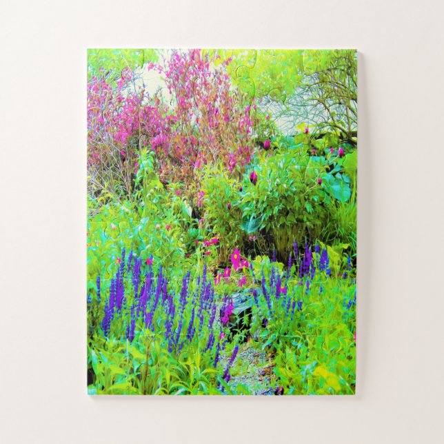Puzzle Paisaje de Green Spring Garden con peonies (Vertical)