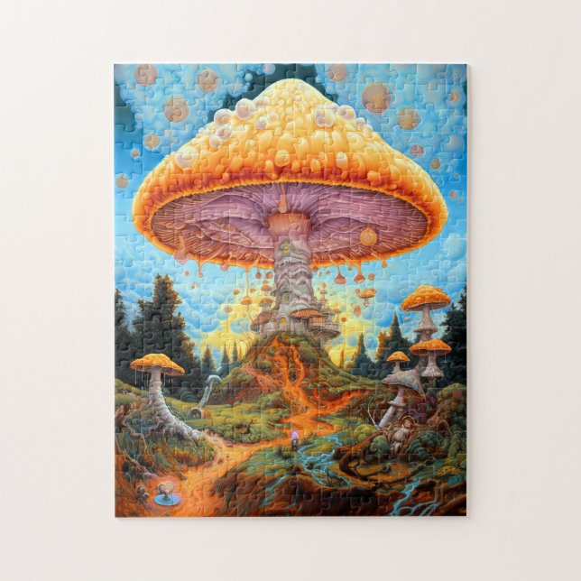 Puzzle Paisaje de hongos Surreal Fantasía Arte (Vertical)