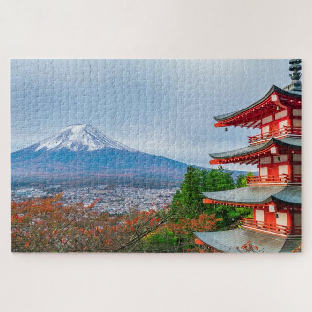 Puzzle Paisaje de Japón en la Pagoda del Monte Fuji Chure (Horizontal)