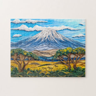 Puzzle Paisaje de Kilimanjaro con sabana de cebra