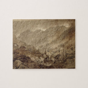 Puzzle Paisaje de la montaña, Macugnaga, 1845 (pluma y