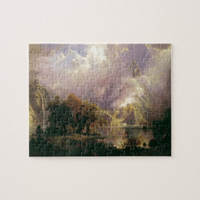 Puzzle Paisaje de la montaña rocosa de Albert Bierstadt, (Horizontal)