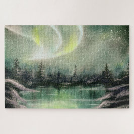 Puzzle Paisaje de la noche de la aurora boreal de
