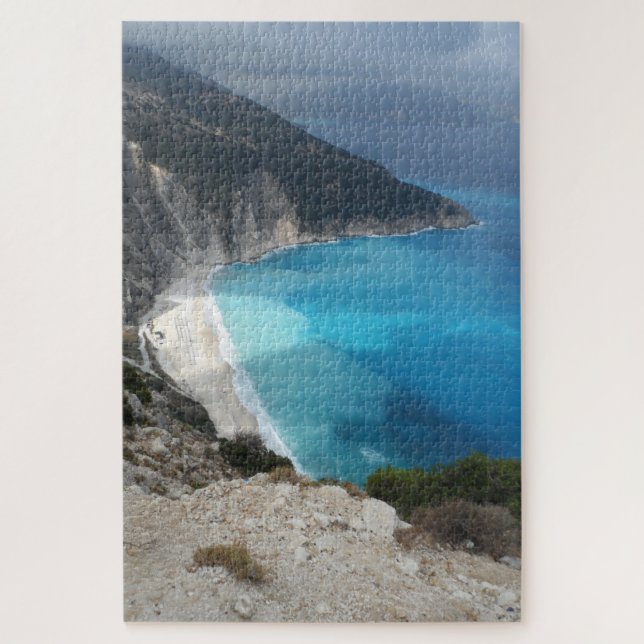 Puzzle Paisaje de la playa griega de Myrtos Bay Kefalonia (Vertical)