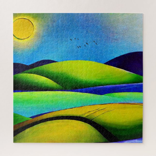 Puzzle Paisaje de las colinas verdes (Vertical)