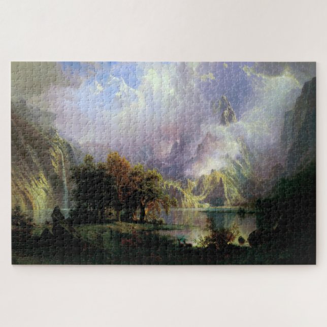 Puzzle Paisaje de las montañas rocosas, Albert Bierstadt (Horizontal)