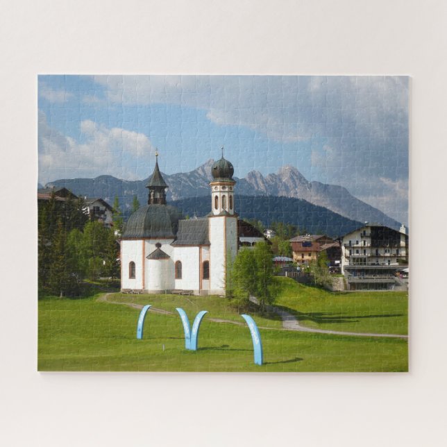 Puzzle Paisaje de los inAlps de la iglesia, Seefeld, (Horizontal)