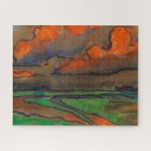 Puzzle Paisaje de marisma bajo nubes rojas Emil Nolde