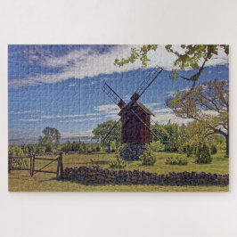 Puzzle Paisaje de molino de viento Estonia Isla de Saarem