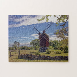 Puzzle Paisaje de Molino de Viento Estonia Isla de Saarem