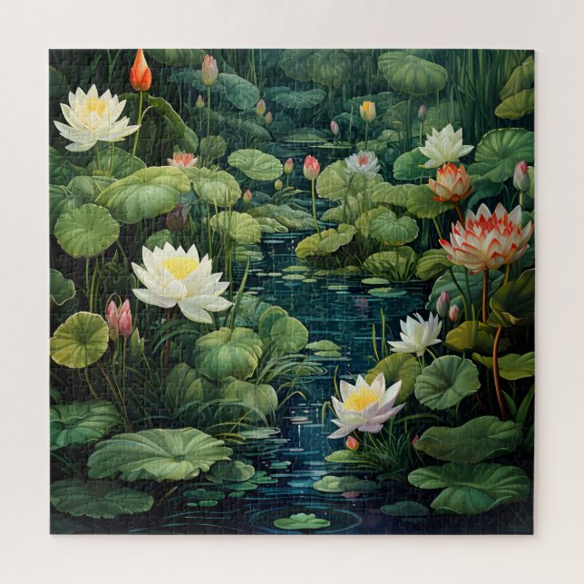 Puzzle Paisaje de Nature Lotus Water Lily Pond (Vertical)
