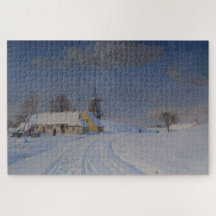 Paisaje de nieve en invierno (por H.A. Brendekilde