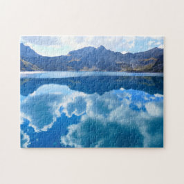 Puzzle Paisaje de nubes del lago azul