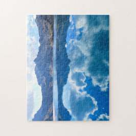 Puzzle Paisaje de nubes del lago azul
