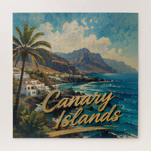 Puzzle Paisaje de Playa de Acuarela de las Islas Canarias