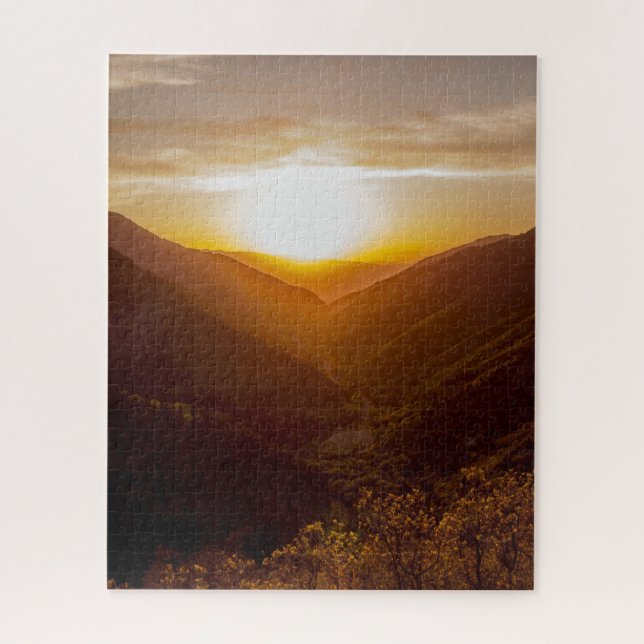 Puzzle Paisaje de Sunset Over Mountains (Vertical)