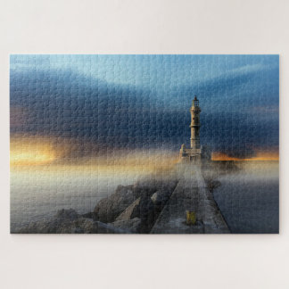 Puzzle Paisaje de tormenta de niebla marina en el faro