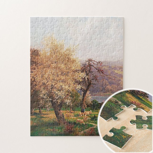 Puzzle Paisaje de un lago en primavera por Adolf Kaufmann (Subido por el creador)