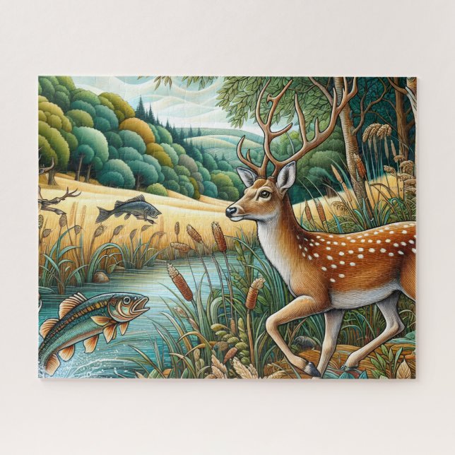 Puzzle Paisaje de venado de cola blanca (Horizontal)