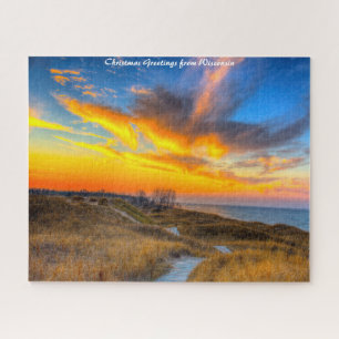 Puzzle Paisaje de Wisconsin. Felicitaciones de Navidad