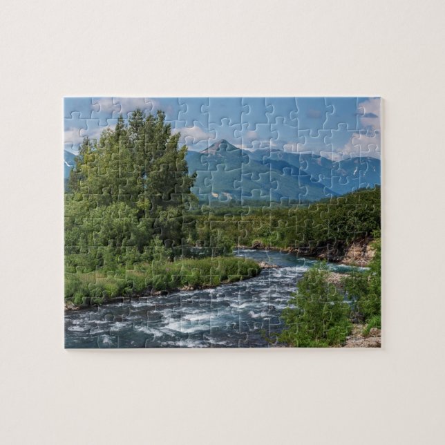 Puzzle Paisaje del escarpado río montañoso de verano (Horizontal)