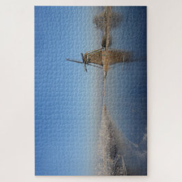 Puzzle Paisaje del invierno con el molino de viento y el