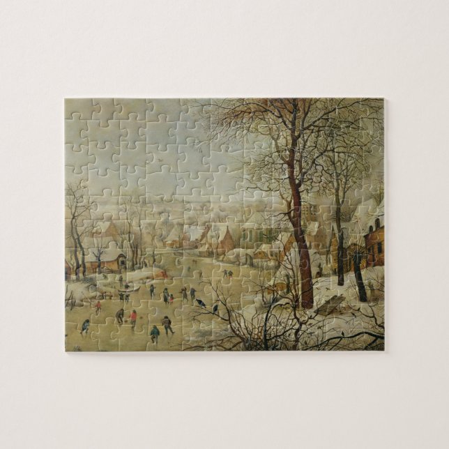 Puzzle Paisaje del invierno con la trampa del pájaro (Horizontal)