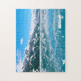 Puzzle Paisaje del lago azul congelado