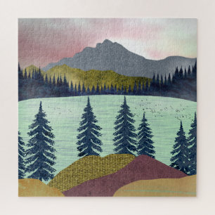 Puzzle Paisaje del lago Red Sky