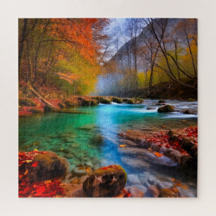 Puzzle Paisaje del río Otoño Tranquilo