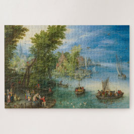 Puzzle Paisaje del río por Jan Brueghel el mayor