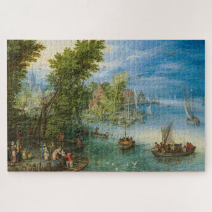 Puzzle Paisaje del río por Jan Brueghel el mayor