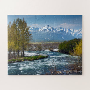 Puzzle Paisaje del río rugoso de la montaña de la