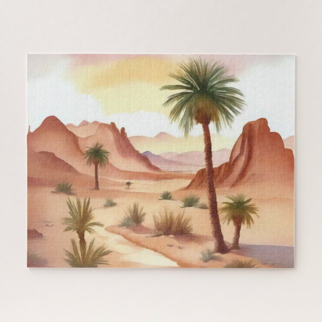Puzzle Paisaje desierto con palmas de fecha (Horizontal)