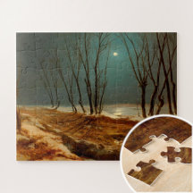 Paisaje en invierno a la luz de la luna por Carl B