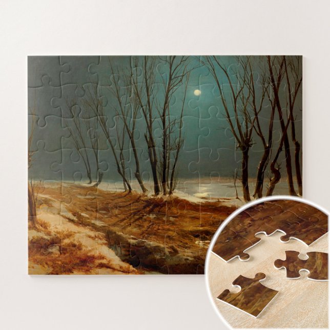 Puzzle Paisaje en invierno a la luz de la luna por Carl B (Subido por el creador)