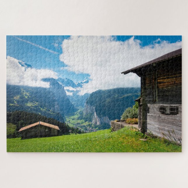 Puzzle Paisaje en Wengen, Suiza (Horizontal)