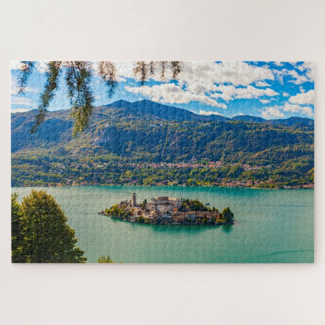 Puzzle Paisaje escénico de la isla de San Giulio, Italia (Horizontal)