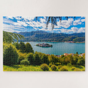 Puzzle Paisaje escénico de la isla de San Giulio, Italia