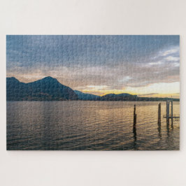 Puzzle Paisaje escénico del lago Maggiore al atardecer, I