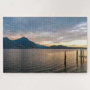 Puzzle Paisaje escénico del lago Maggiore al atardecer, I